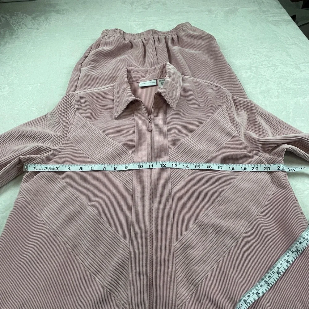 Alfred Dunner‎ Mauve Pink Corduroy Zip Jacket and Pants Set Womens 14
